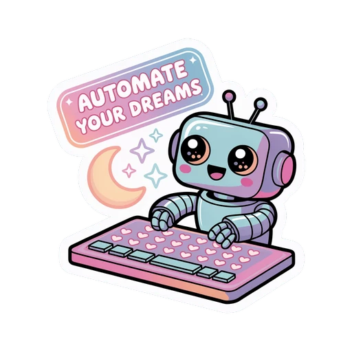 Cute Robot Automate Your Dreams Pastel Keyboard Sticker