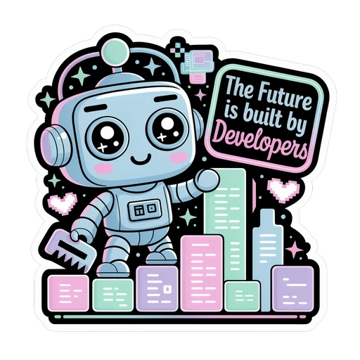 Cute Developer Robot Future Quote Vinyl Sticker