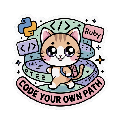 Cute Coding Cat Code Your Own Path Vinyl Sticker | Kawaii Programmer Laptop Decal