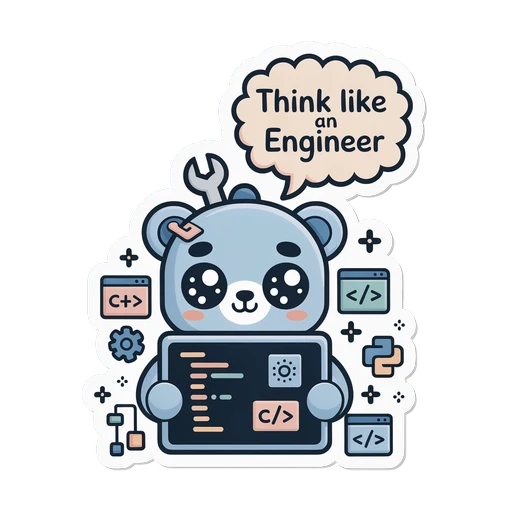Cute Engineer Bear Coding Vinyl Sticker