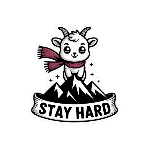 Cute Mountain Goat Stay Hard Motivational Sticker
