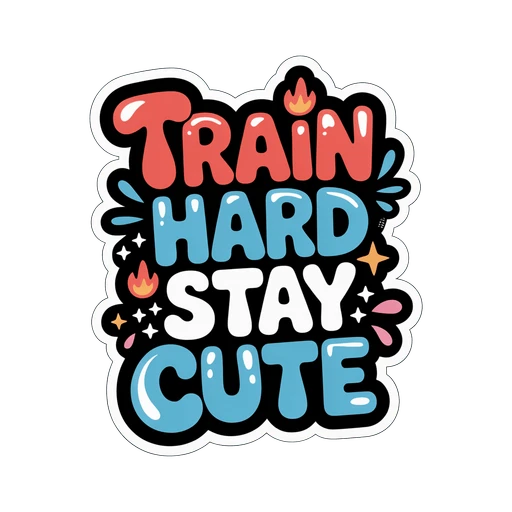 Train Hard Stay Cute Motivational Gym Sticker