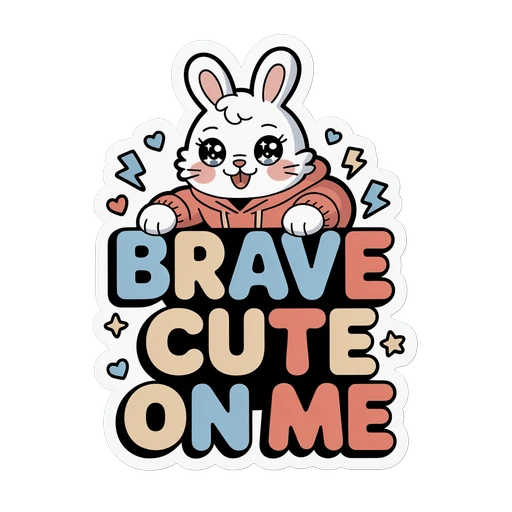 Cute Brave Bunny Quote Vinyl Sticker