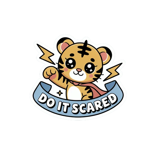Cute Motivational Tiger Do It Scared Vinyl Sticker