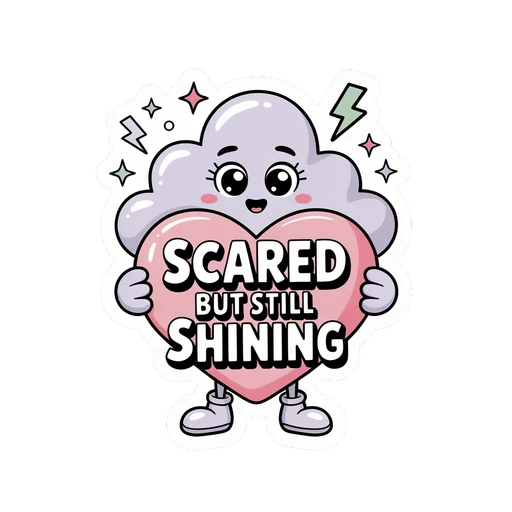 Cute Scared But Still Shining Cloud Heart Sticker