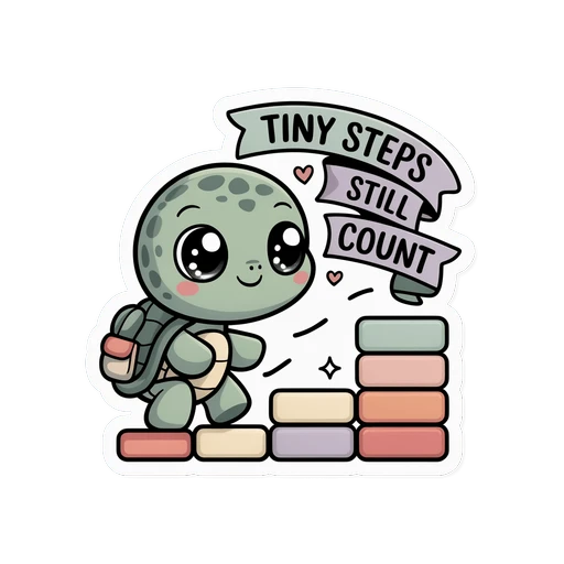 Cute Motivational Turtle Tiny Steps Still Count Sticker
