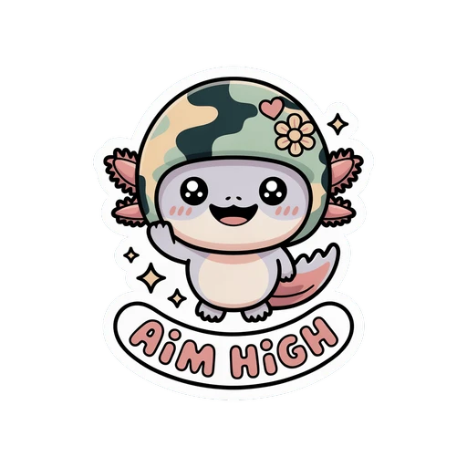 Cute Axolotl Aim High Vinyl Sticker | Kawaii Animal Motivational Decal
