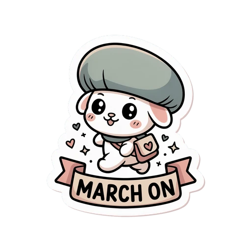 Cute March On Bunny Motivational Vinyl Sticker