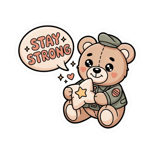 Cute Stay Strong Teddy Bear Motivational Vinyl Sticker