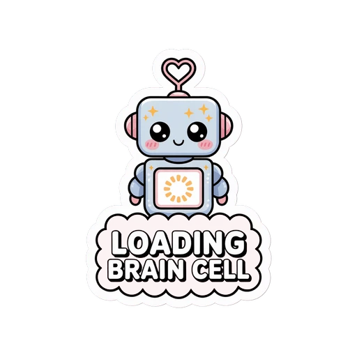 Cute Loading Brain Cell Robot Vinyl Sticker