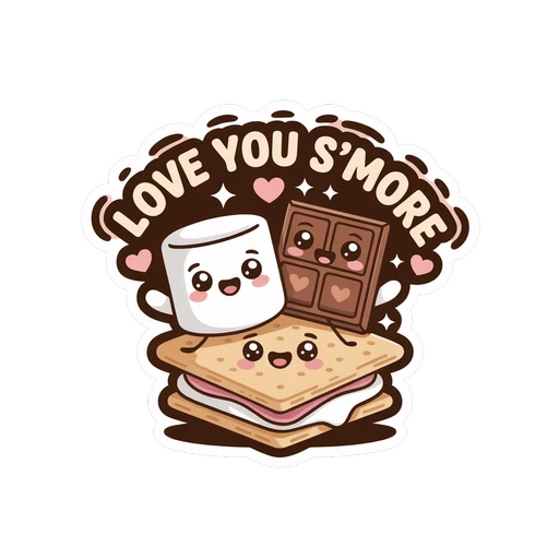 Cute Love You Smore Kawaii Dessert Vinyl Sticker