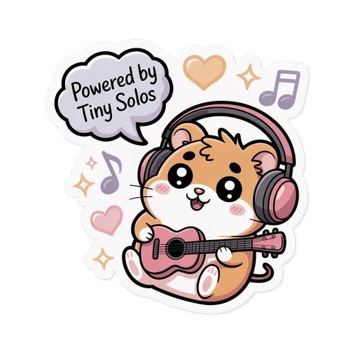 Cute Hamster Playing Guitar Powered by Tiny Solos Sticker