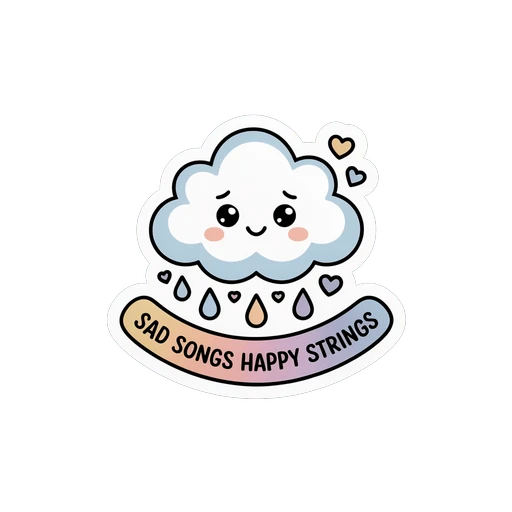 Cute Sad Songs Happy Strings Cloud Vinyl Sticker
