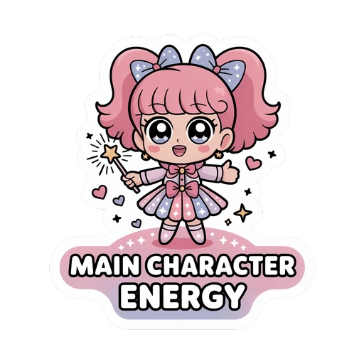Main Character Energy Kawaii Magical Girl Sticker