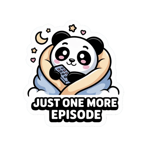 Cute Panda Just One More Episode Vinyl Sticker