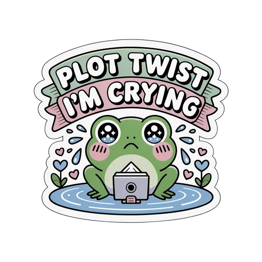 Cute Crying Frog Plot Twist Vinyl Sticker