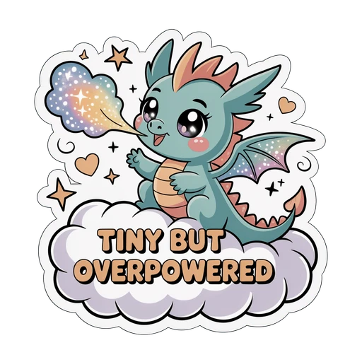 Cute Tiny But Overpowered Dragon Vinyl Sticker