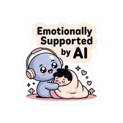 Emotionally Supported by AI Cute Robot Hug Sticker