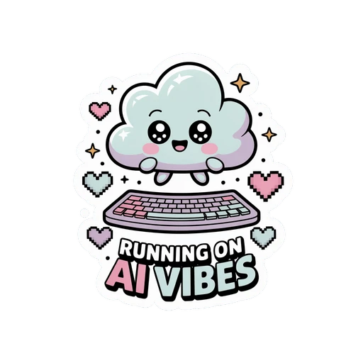 Cute Kawaii Cloud Running On AI Vibes Sticker