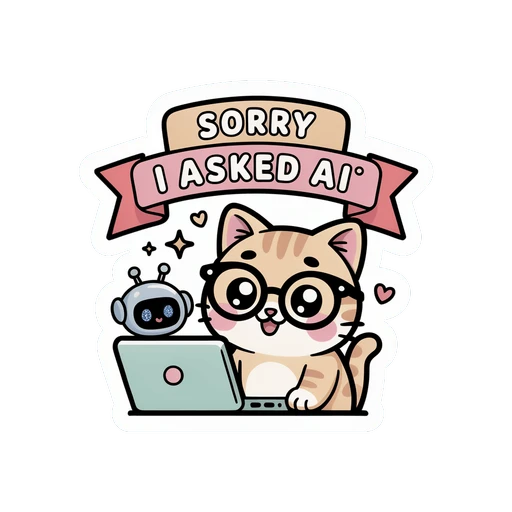 Cute Sorry I Asked AI Cat Laptop Vinyl Sticker