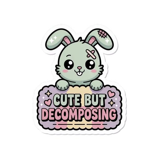 Cute But Decomposing Kawaii Bunny Vinyl Sticker