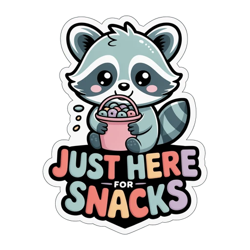 Cute Raccoon Just Here for Snacks Sticker
