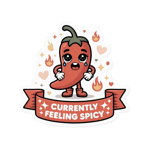 Cute Spicy Chili Pepper Currently Feeling Spicy Sticker