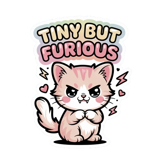 Tiny But Furious Cute Angry Cat Sticker