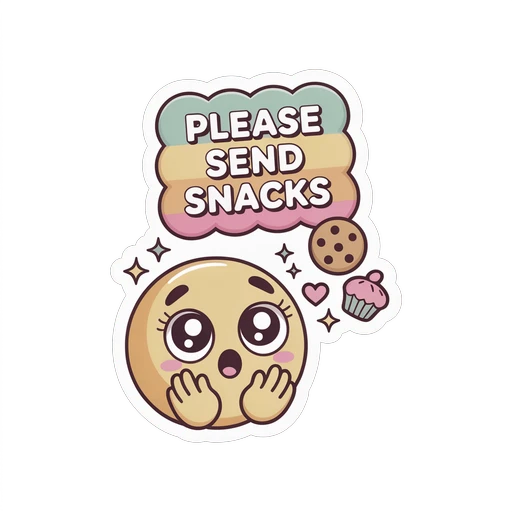 Please Send Snacks Cute Emoji Vinyl Sticker