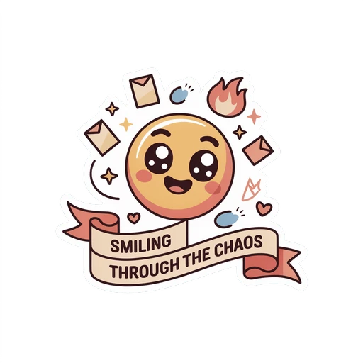 Cute Smiling Through the Chaos Quote Vinyl Sticker