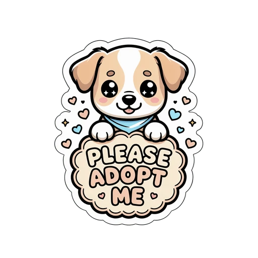 Cute Please Adopt Me Puppy Vinyl Sticker