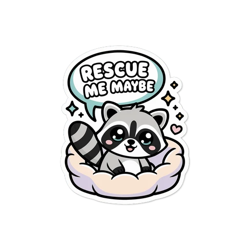 Cute Rescue Me Maybe Raccoon Vinyl Sticker
