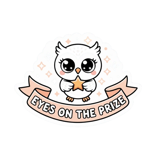 Cute Owl Eyes On The Prize Motivational Vinyl Sticker