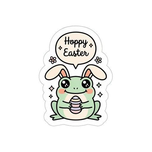 Cute Hoppy Easter Frog Bunny Vinyl Sticker
