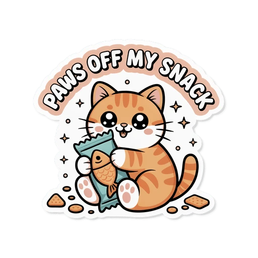 Cute Paws Off My Snack Cat Vinyl Sticker