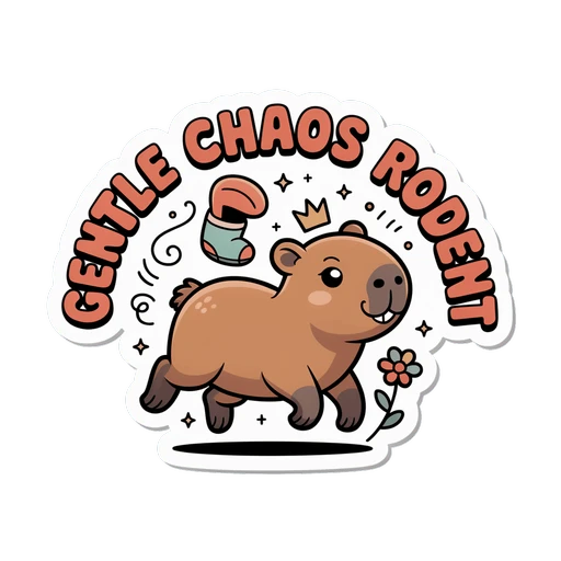 Gentle Chaos Rodent Capybara Cute Vinyl Sticker