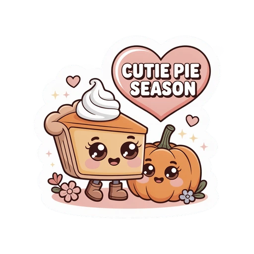 Cute Kawaii Pumpkin Pie Cutie Pie Season Sticker