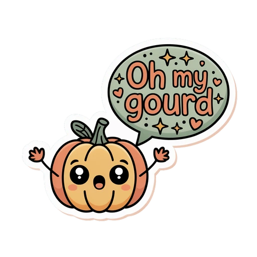 Cute Oh My Gourd Kawaii Pumpkin Vinyl Sticker