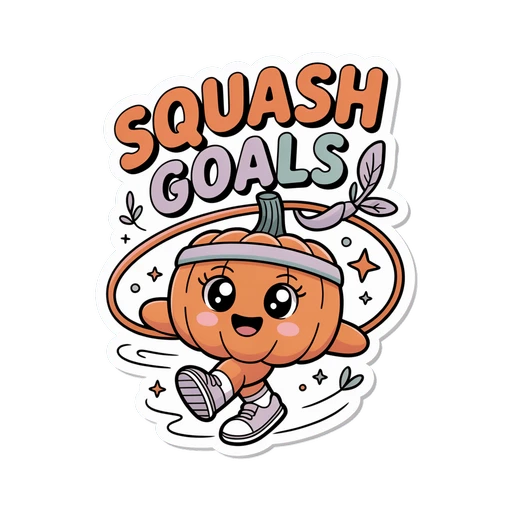 Kawaii Squash Goals Pumpkin Workout Sticker