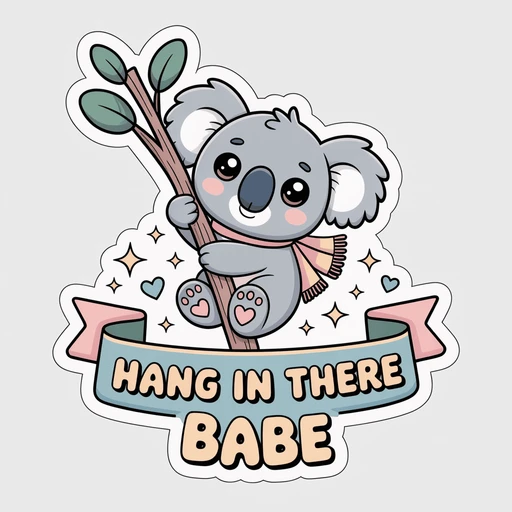 Cute Hang In There Koala Motivational Vinyl Sticker