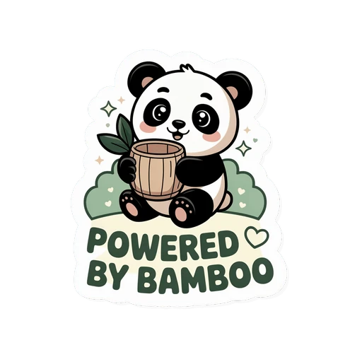 Kawaii Panda Powered By Bamboo Vinyl Sticker