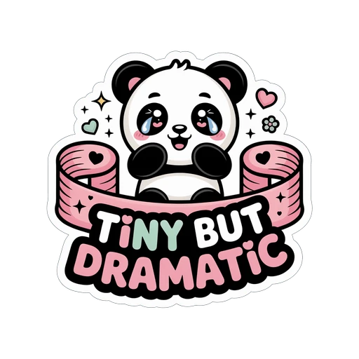 Cute Tiny But Dramatic Panda Kawaii Sticker