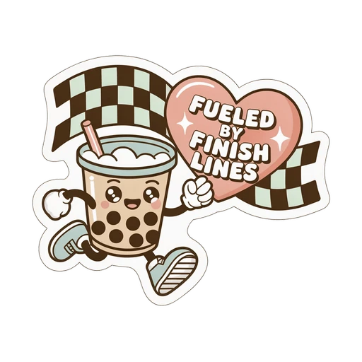 Cute Boba Racing Fueled By Finish Lines Sticker