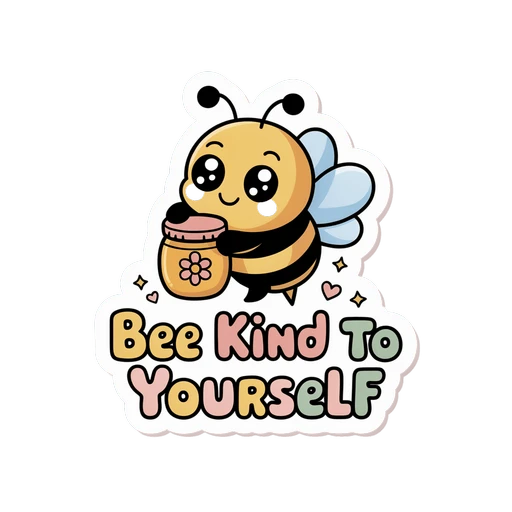 Cute Bee Kind To Yourself Motivational Vinyl Sticker
