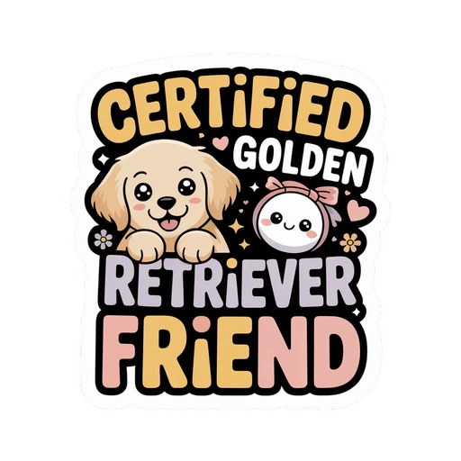 Certified Golden Retriever Friend Cute Dog Sticker