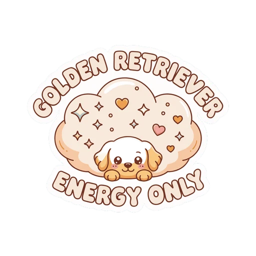 Golden Retriever Energy Only Cute Dog Vinyl Sticker