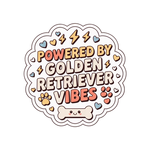 Powered By Golden Retriever Vibes Cute Dog Sticker
