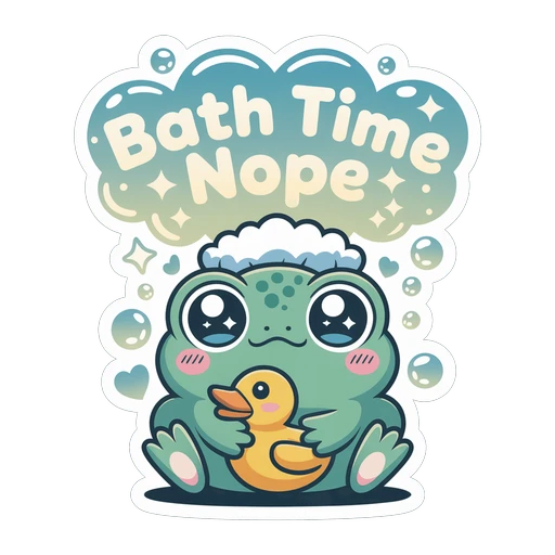 Cute Bath Time Nope Frog With Duck Vinyl Sticker