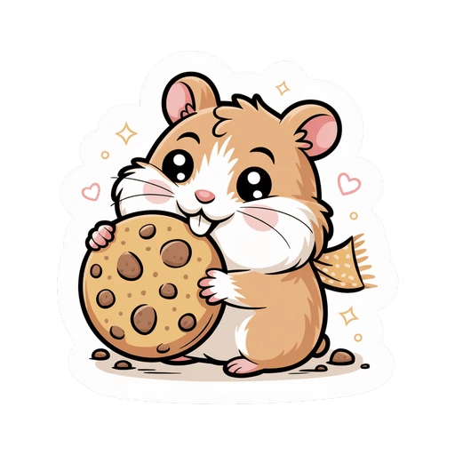 Cute Hamster With Cookie Die Cut Vinyl Sticker