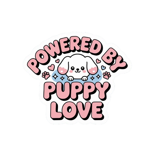 Powered By Puppy Love Cute Dog Quote Sticker